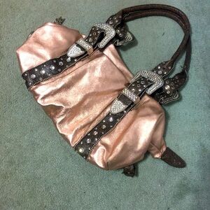 Charm and Luck, medium, metallic rose gold/copper shoulder bag